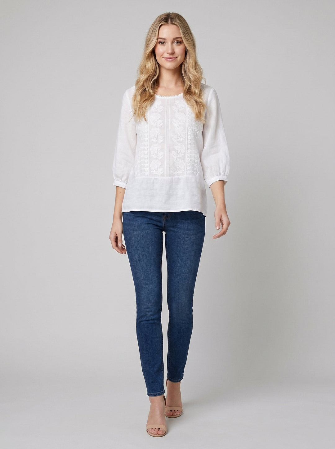 Aurora embroidered blouse white