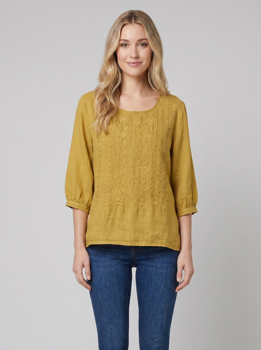 Aurora embroidered blouse yellow