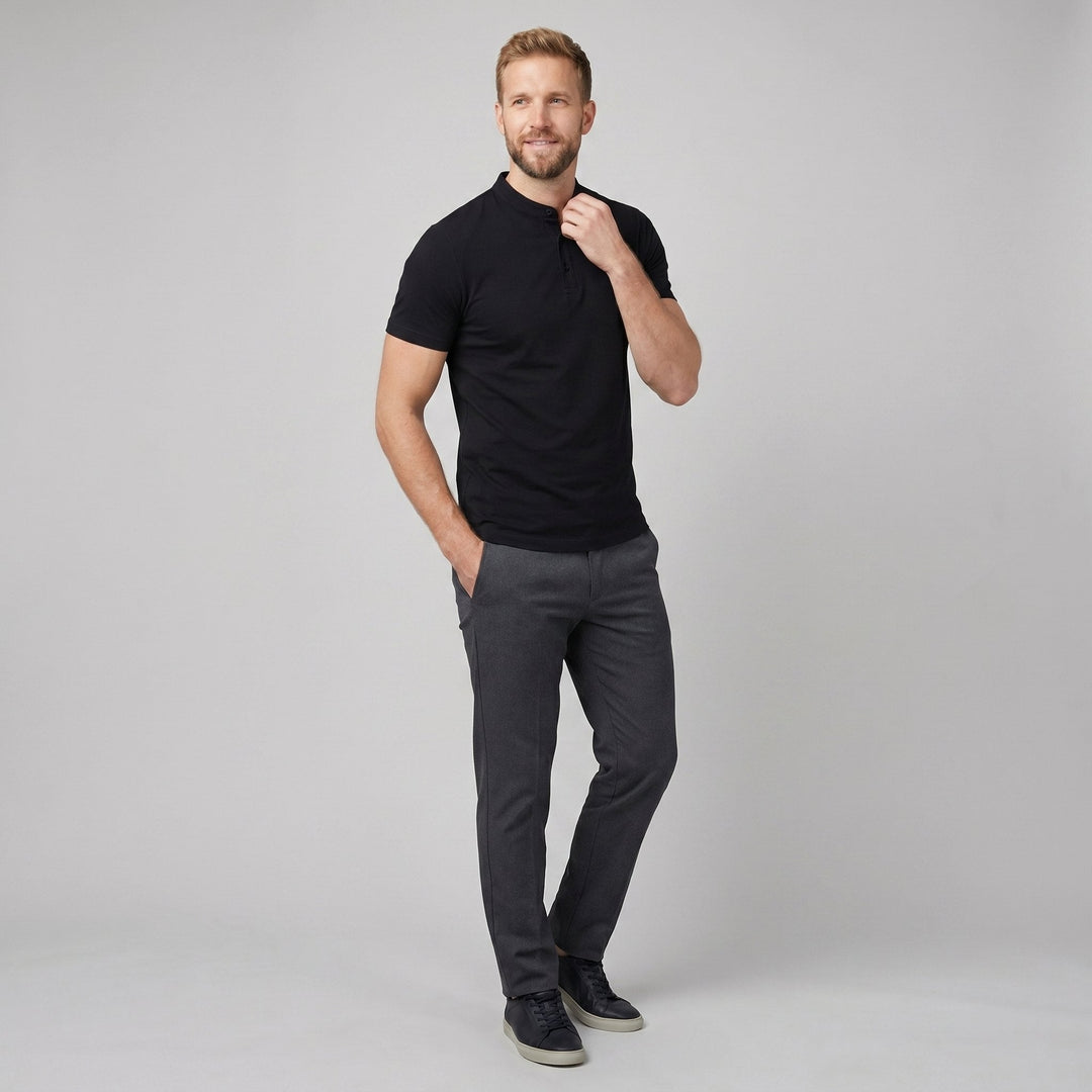 Austin collared slim-fit tee black
