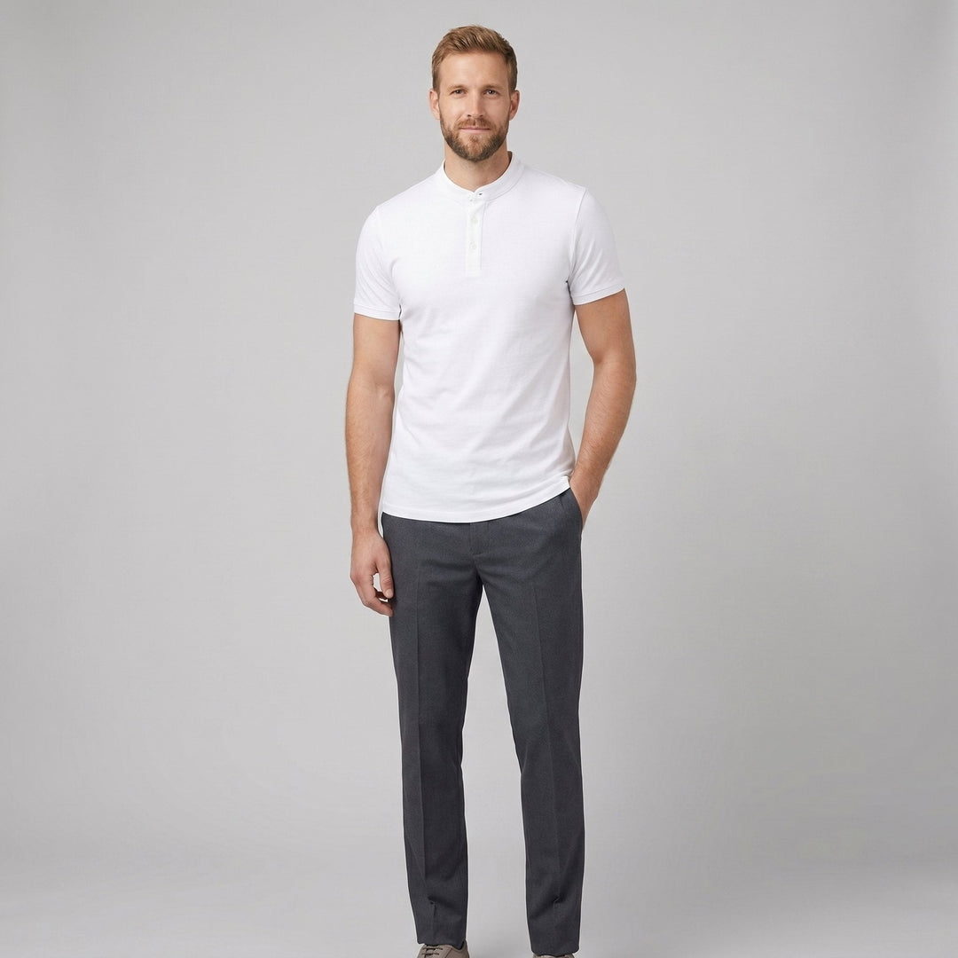 Austin collared slim-fit tee white