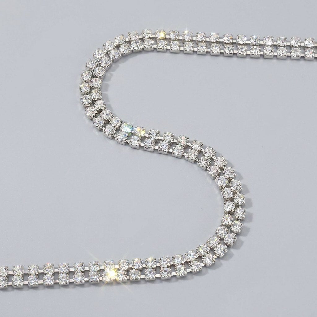 Babette silver rhinestone body chain