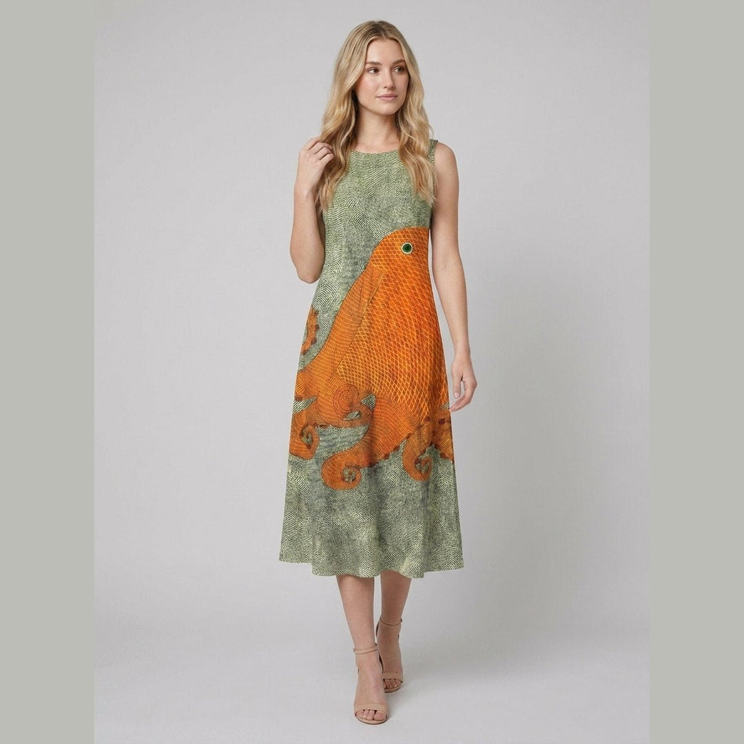 Bea octopus print sundress green - model