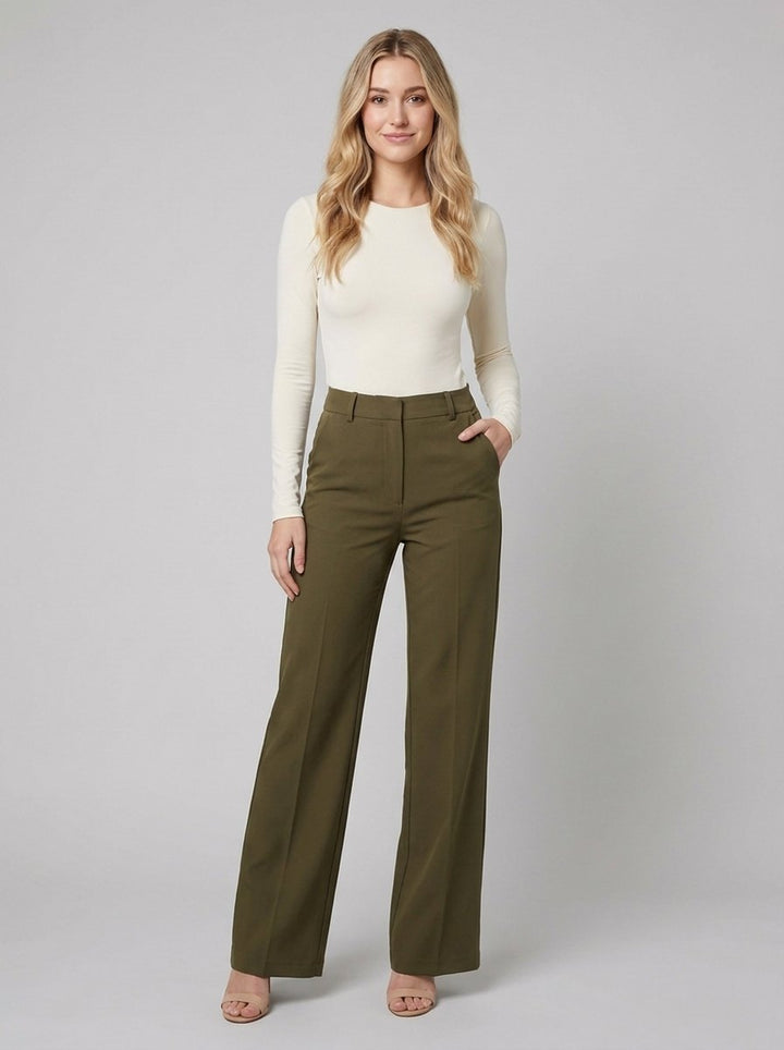 Beatrix wide trousers army green