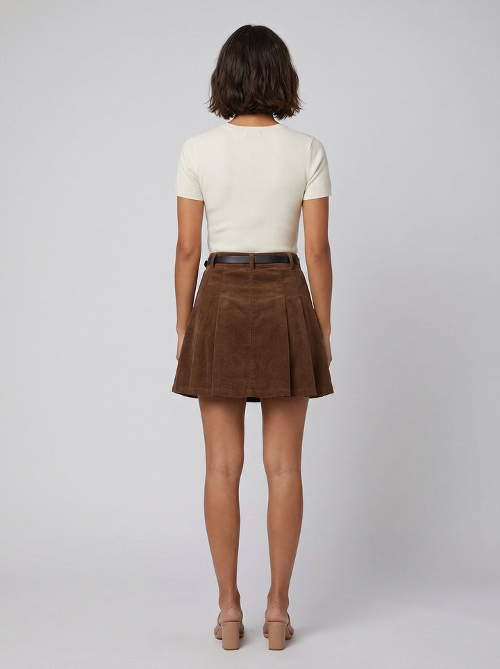 Belgravia corduroy pleated mini skirt back view