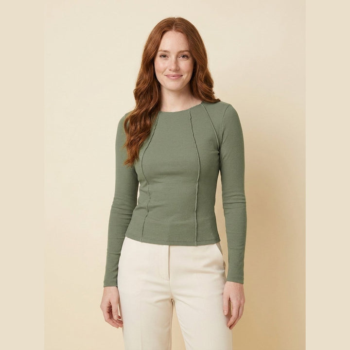 Breezy ribbed slim top army green