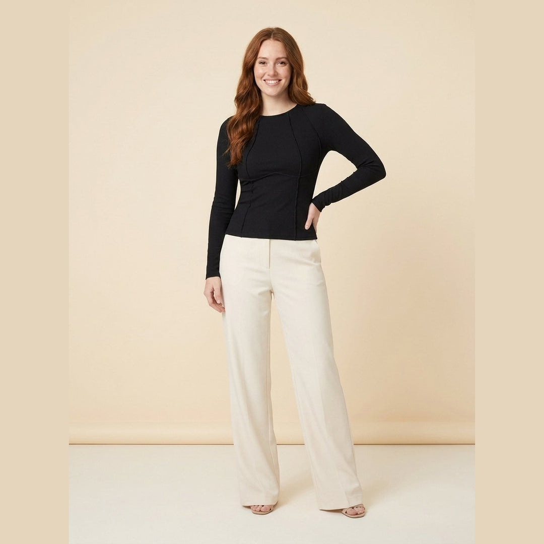 Breezy ribbed slim top black
