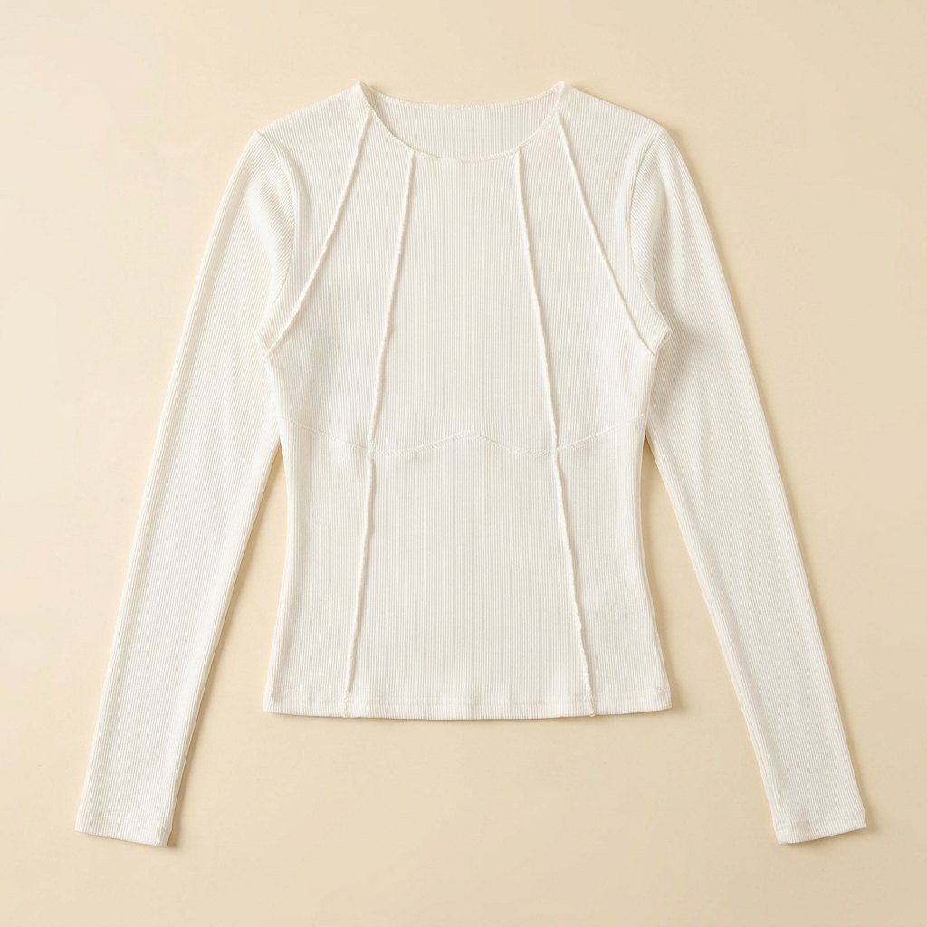 Breezy ribbed slim top flat lay