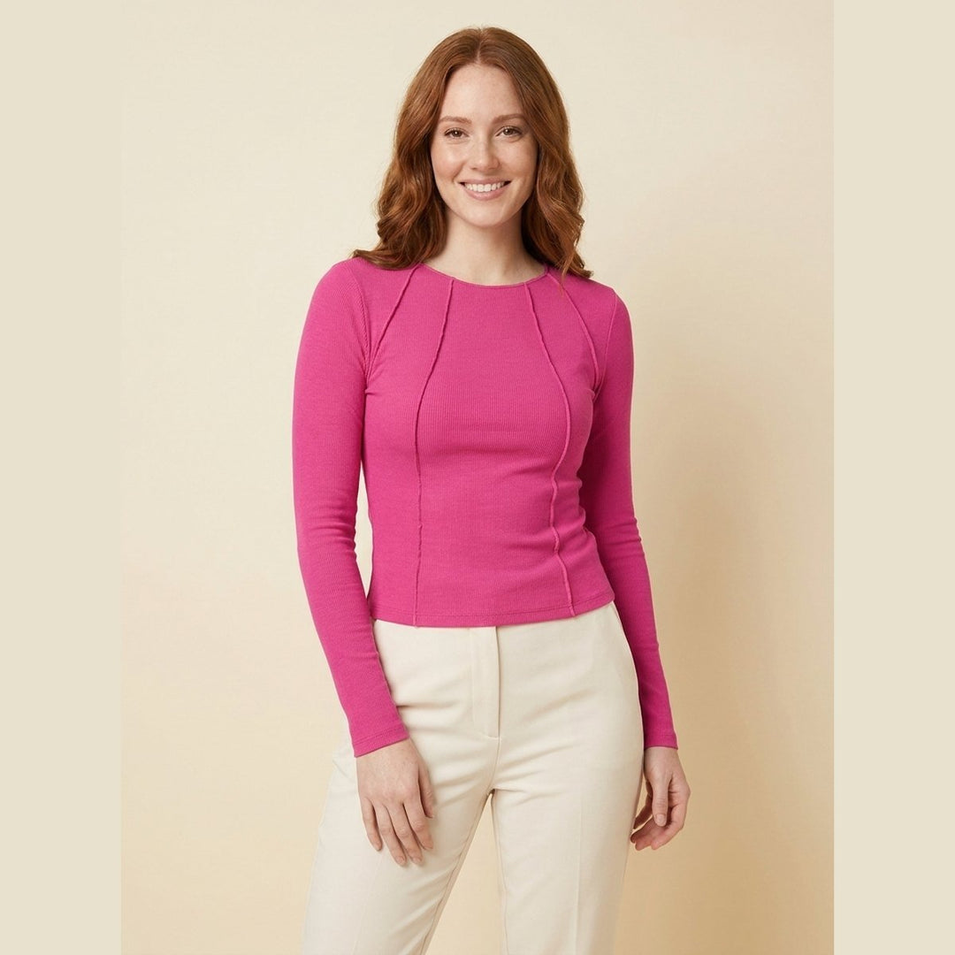 Breezy ribbed slim top pink