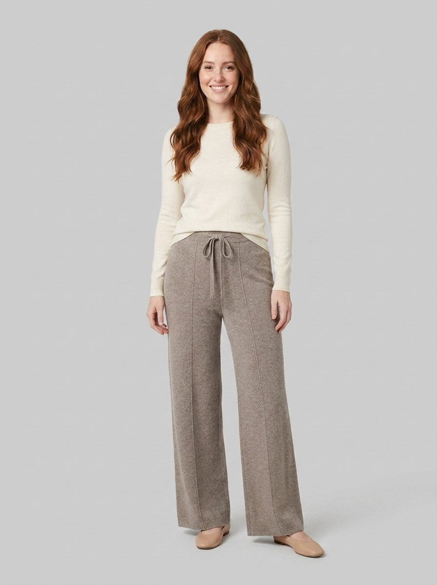 Breezy soft knit wide-leg pants brown
