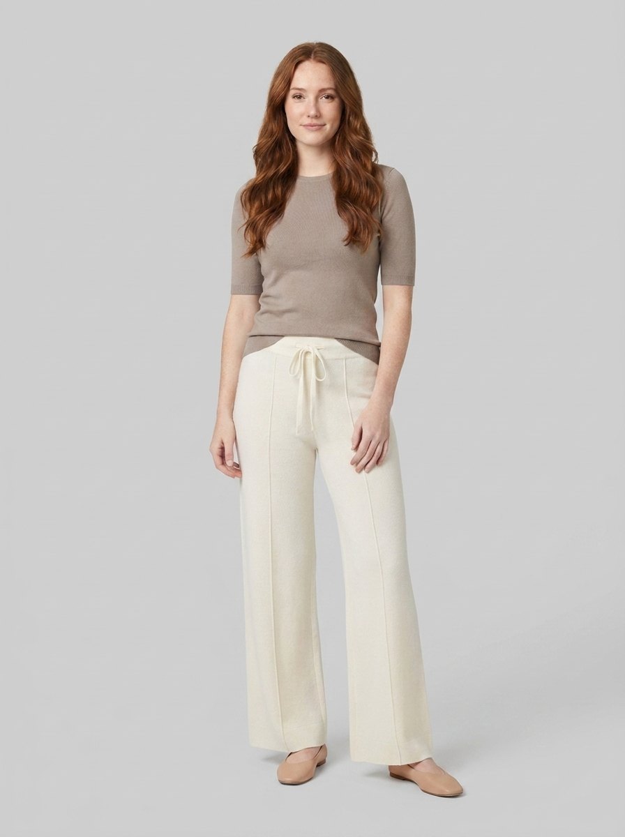Breezy soft knit wide-leg pants white