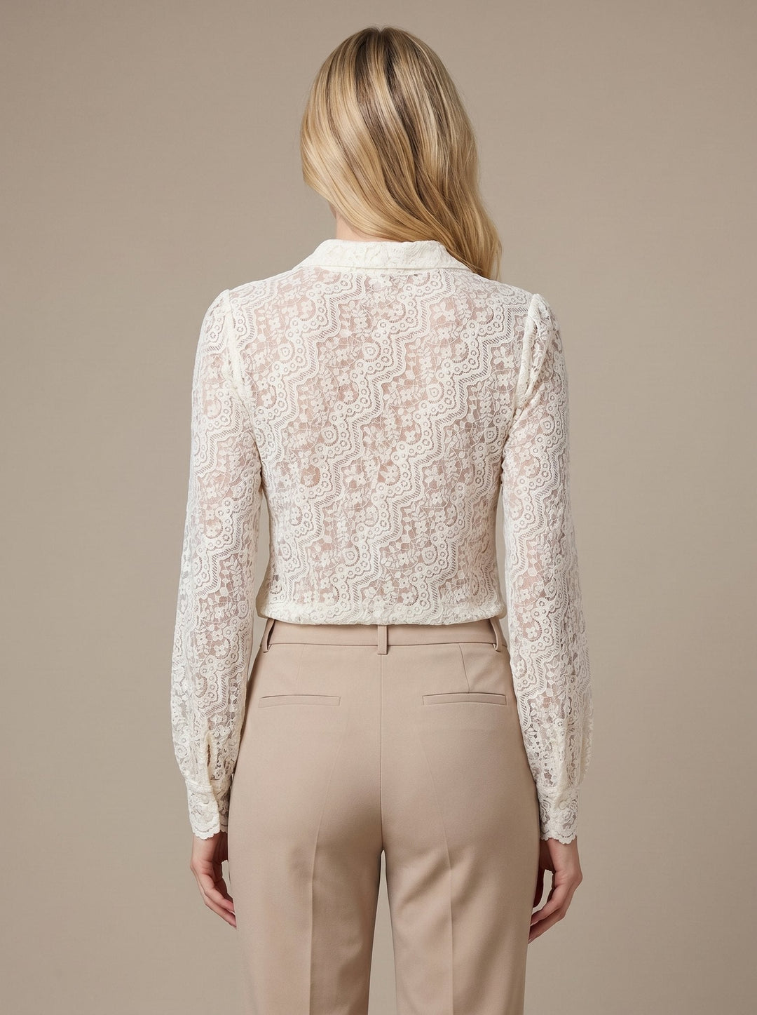 Britney ivory lace knit blouse back