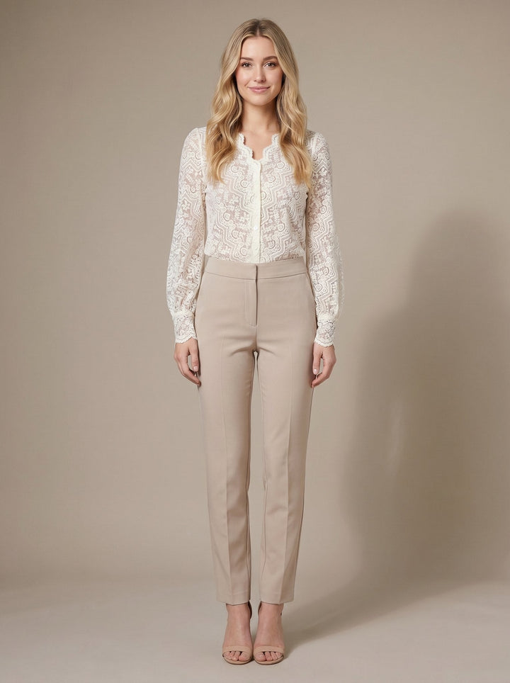 Britney ivory lace knit blouse front