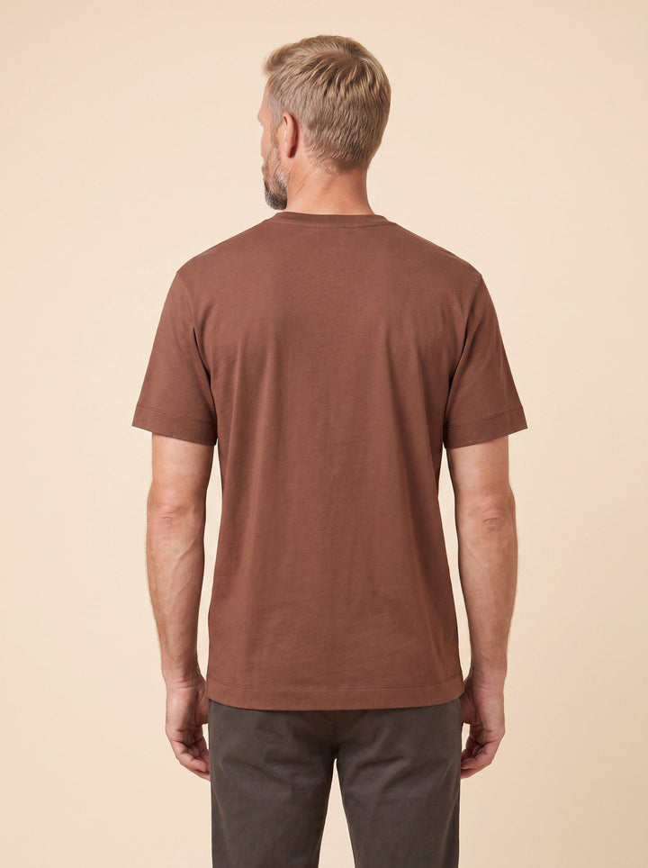 Caden oversized chestnut t-shirt back view on model
