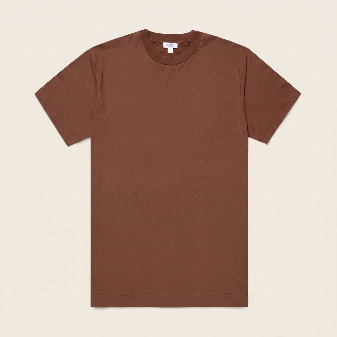 Caden oversized chestnut t-shirt flat lay product photo