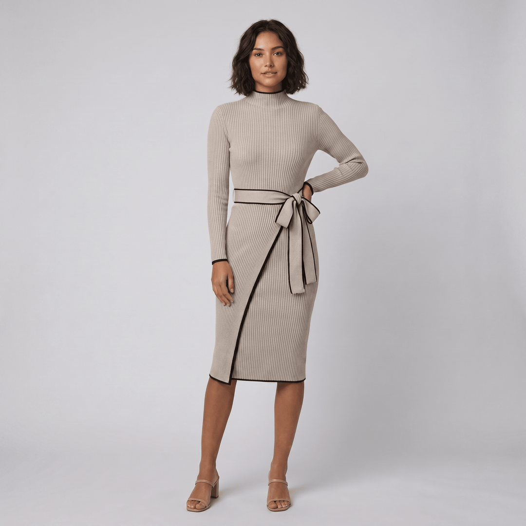 Cava beige midi dress with belt
