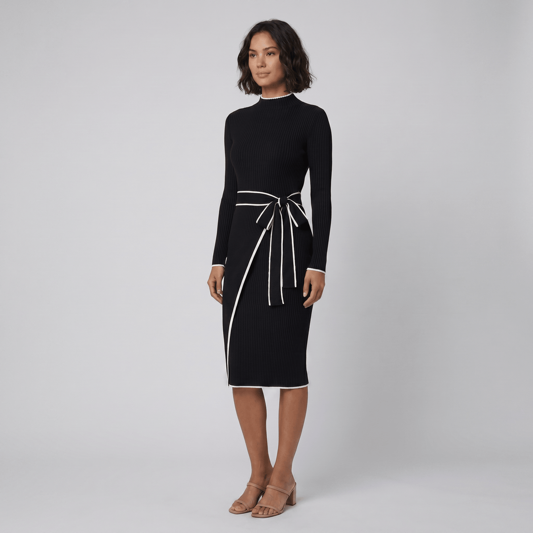 Cava black midi dress with belt