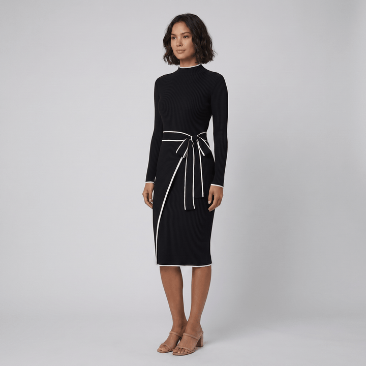 Cava black midi dress with belt
