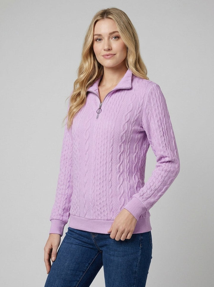 Celeste soft knit quarter-zip sweater in violet