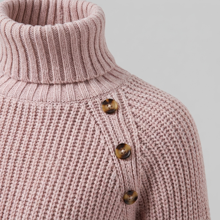 Celestine knit sweater dress shoulder button detail