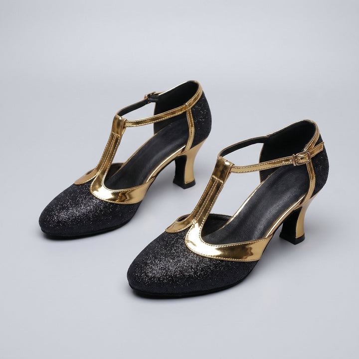Chi T-strap dance heels black