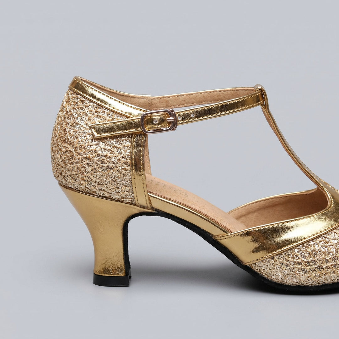 Chi T-strap dance heels strap detail