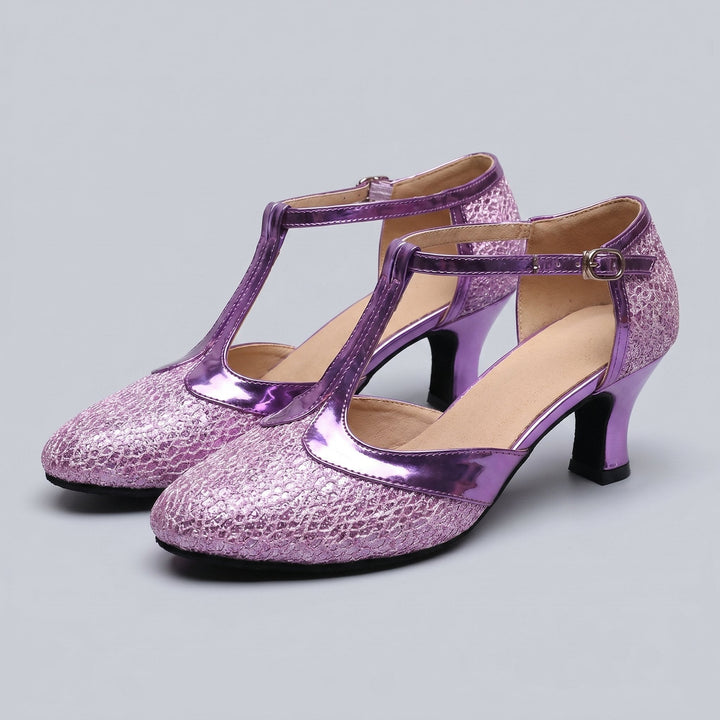 Chi T-strap dance heels purple