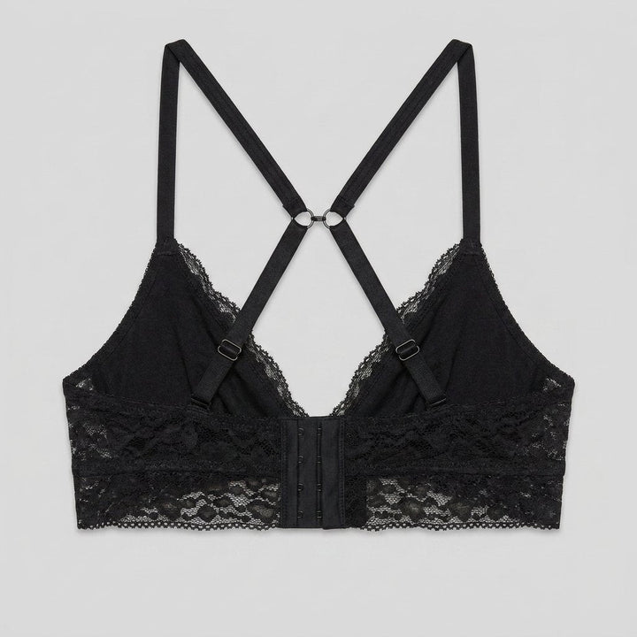 Clemence wireless lace bralette cross-back straps