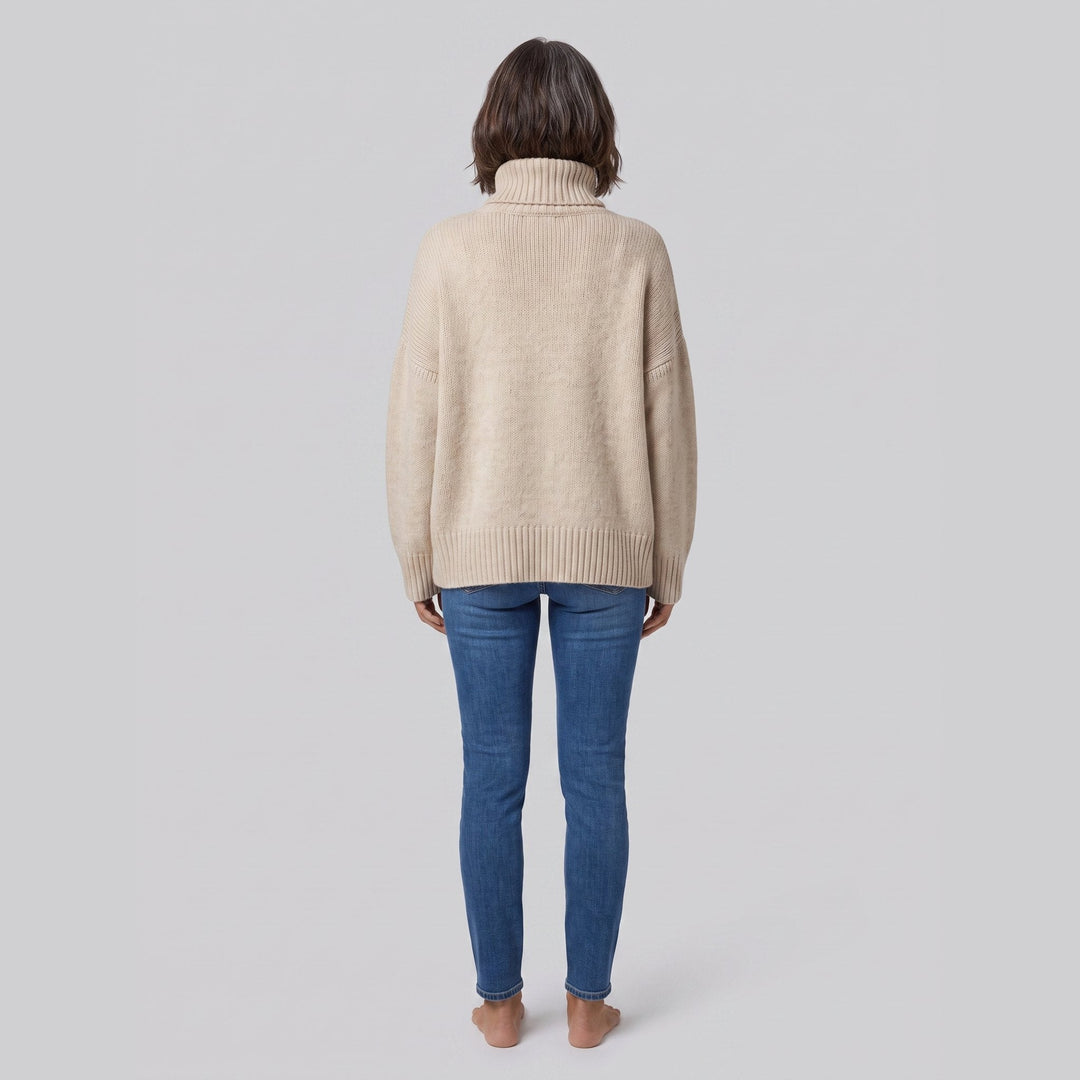 Cleo cozy sweater beige back