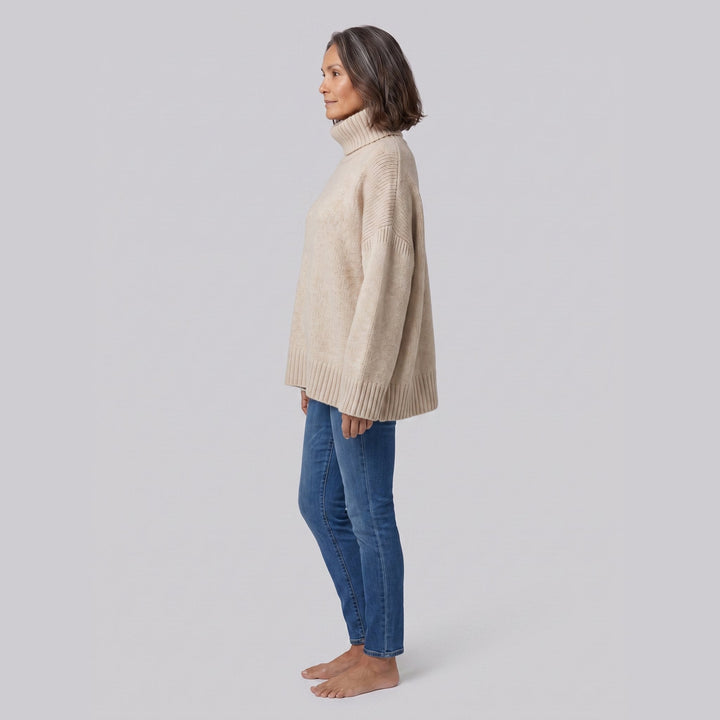 Cleo cozy sweater beige side