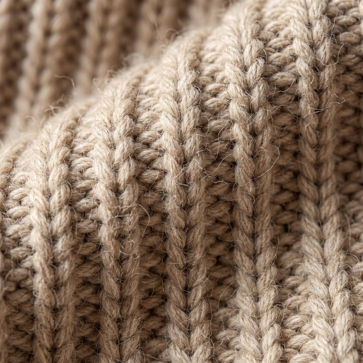 Cleo cozy sweater ribbed knit fabric close-up