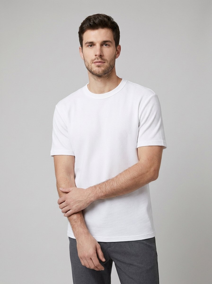 Cole waffle knit t-shirt in white