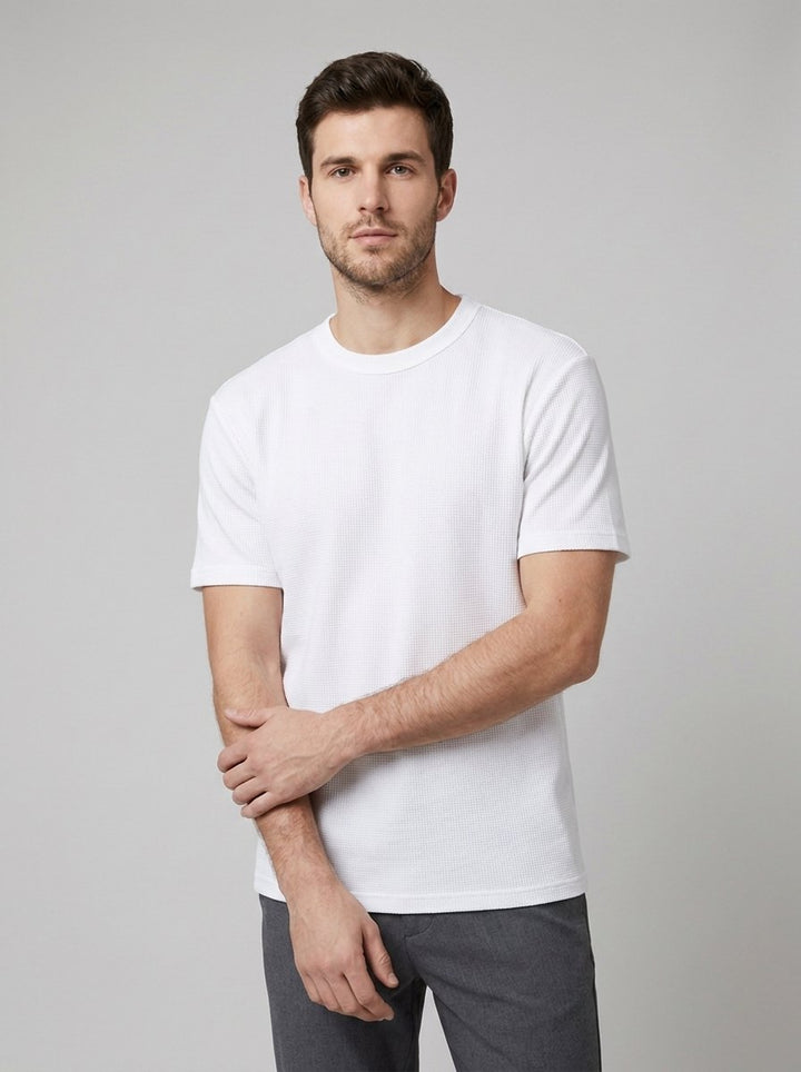 Cole waffle knit t-shirt in white