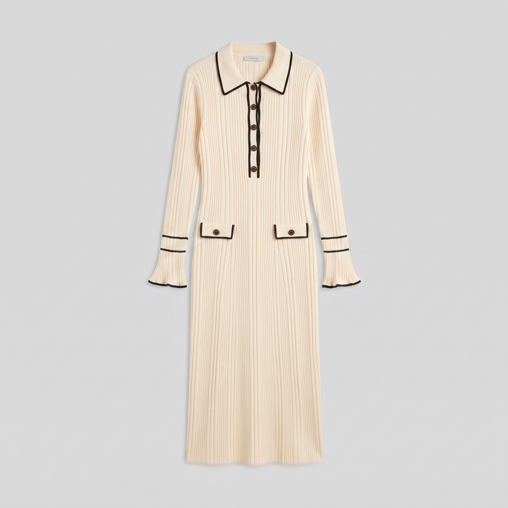 Constance ribbed midi dress ivory product flat lay