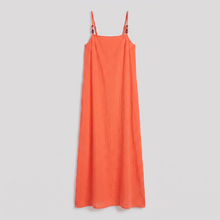 Flame cotton gauze beach cover-up, flat-lay