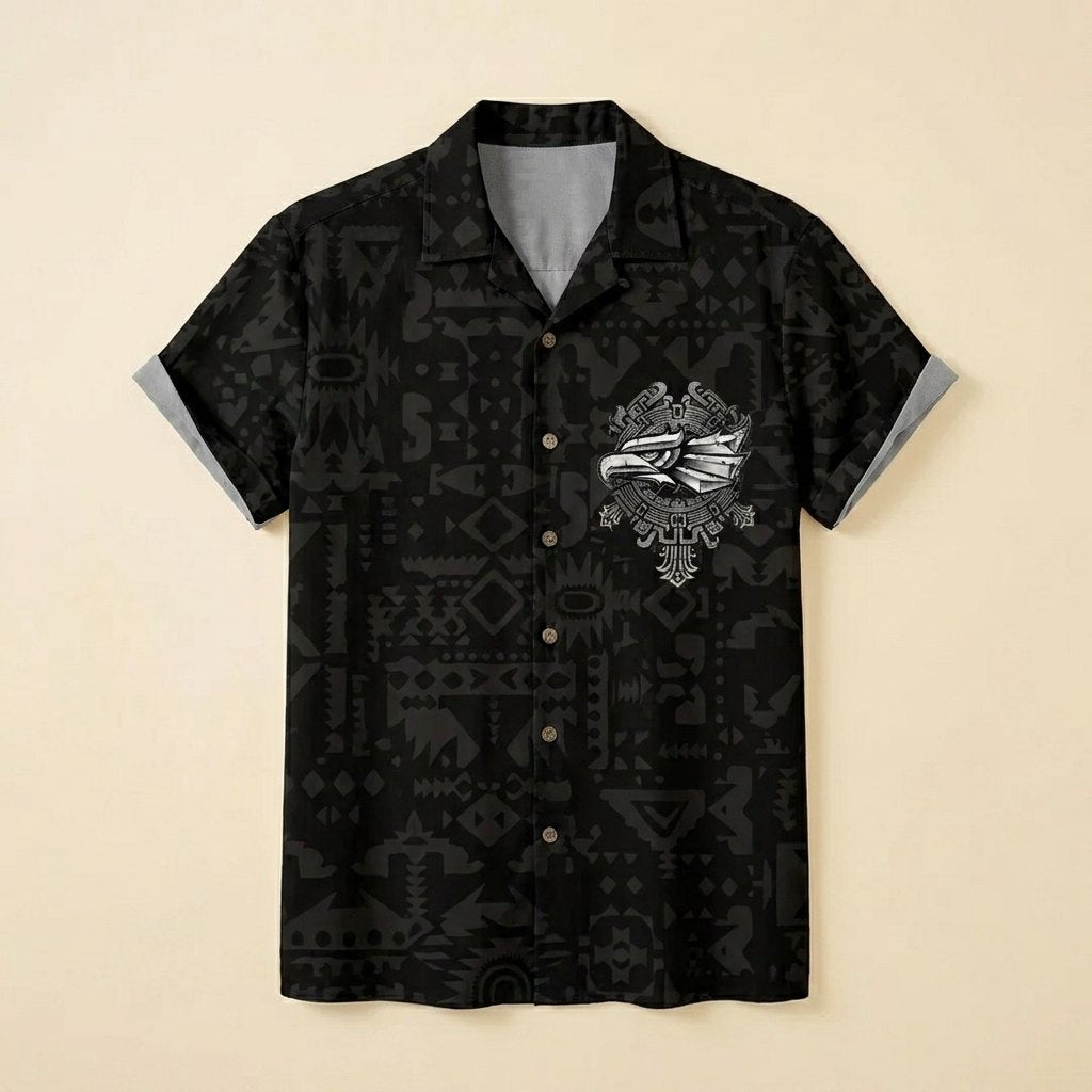 Corwin men's printed shirt black product flat lay