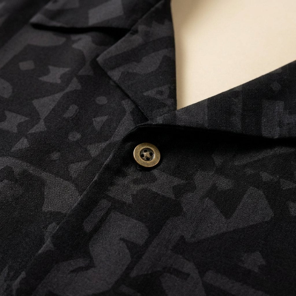 Corwin printed shirt fabric and graphic detail