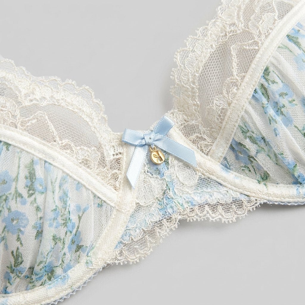 Dahlia Balcony Bra floral chiffon lace fabric detail