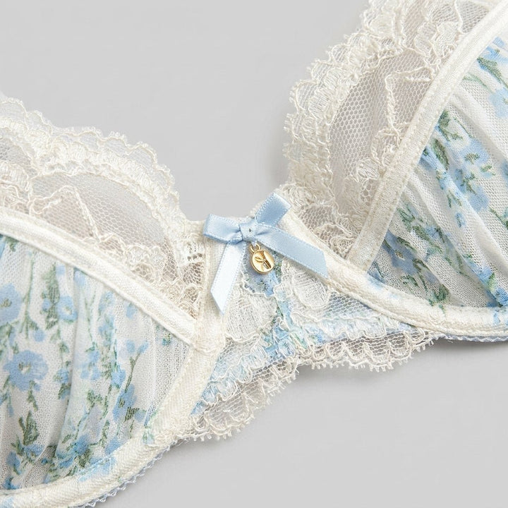 Dahlia Balcony Bra floral chiffon lace fabric detail