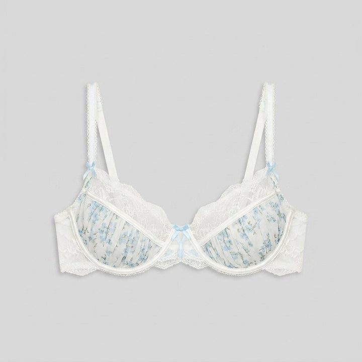 Dahlia Balcony Bra floral chiffon front flat-lay