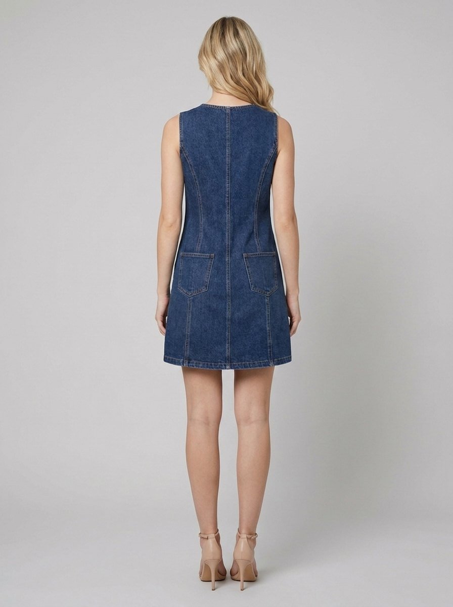 Daisy denim dress back view