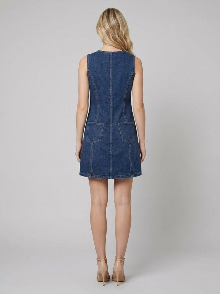 Daisy denim dress back view