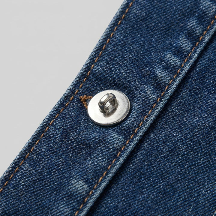 Daisy denim dress fabric close-up