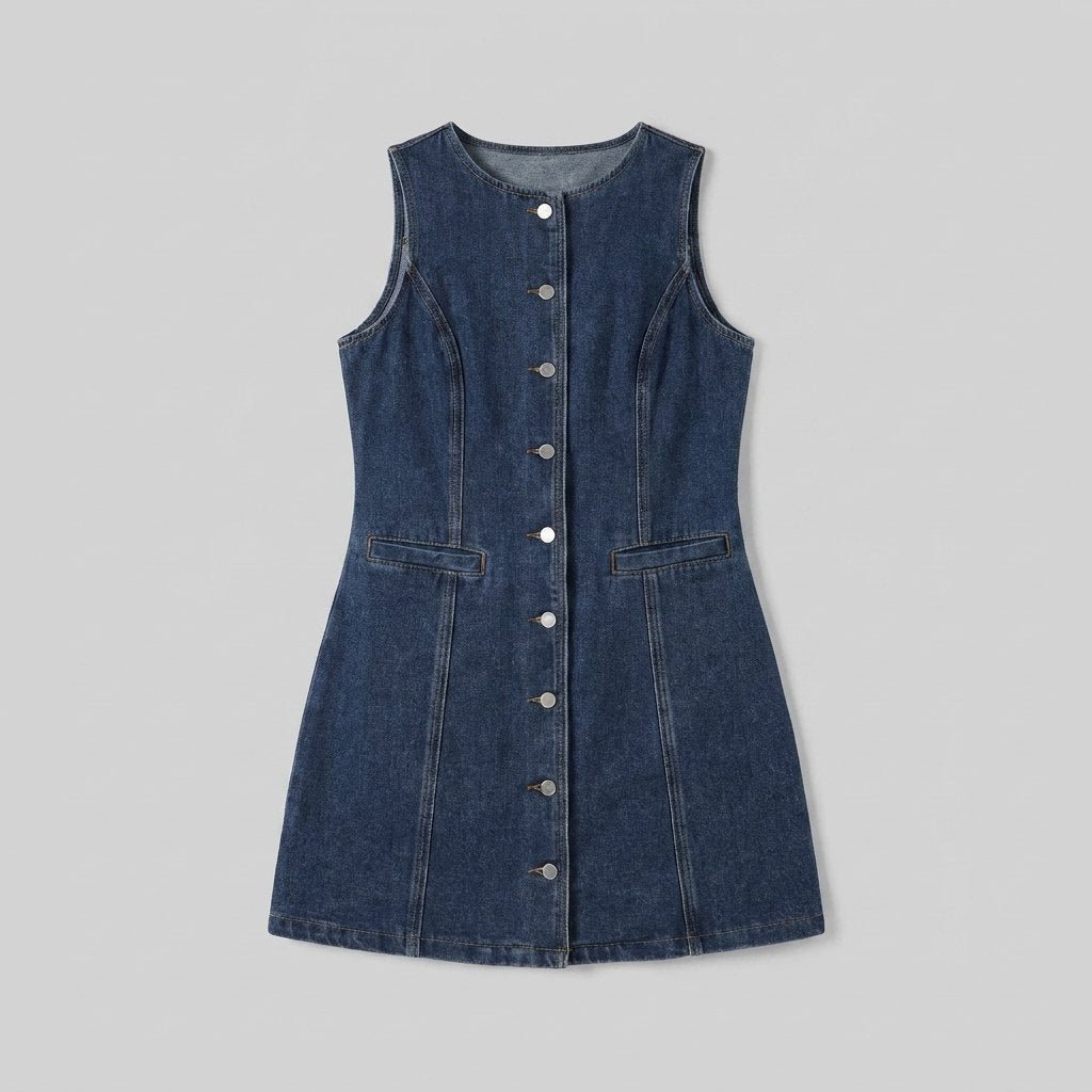 Daisy denim dress flat lay