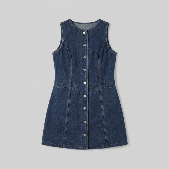 Daisy denim dress flat lay