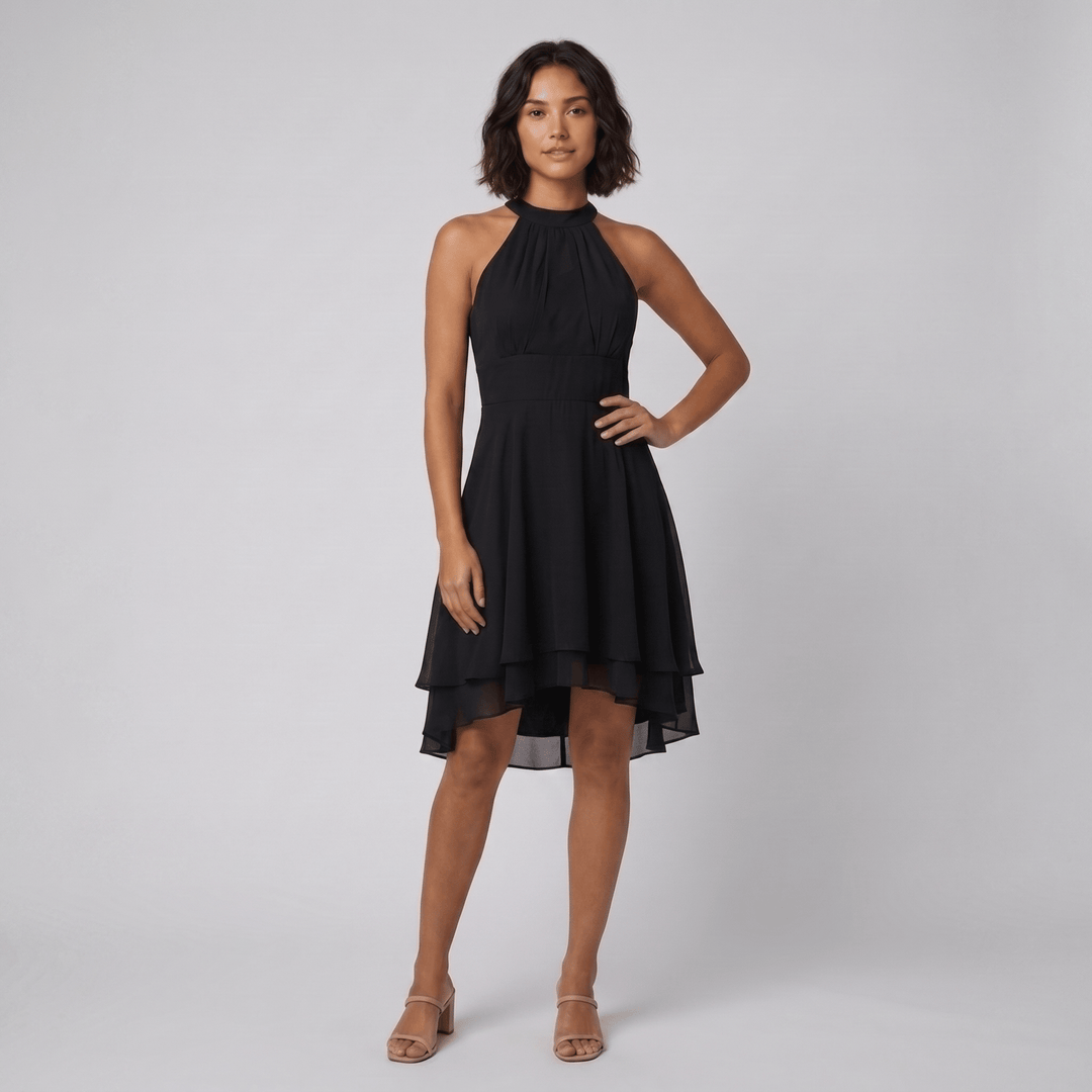 Dakota halter ruffle dress black