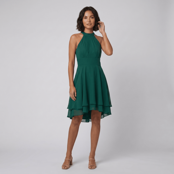 Dakota halter ruffle dress green