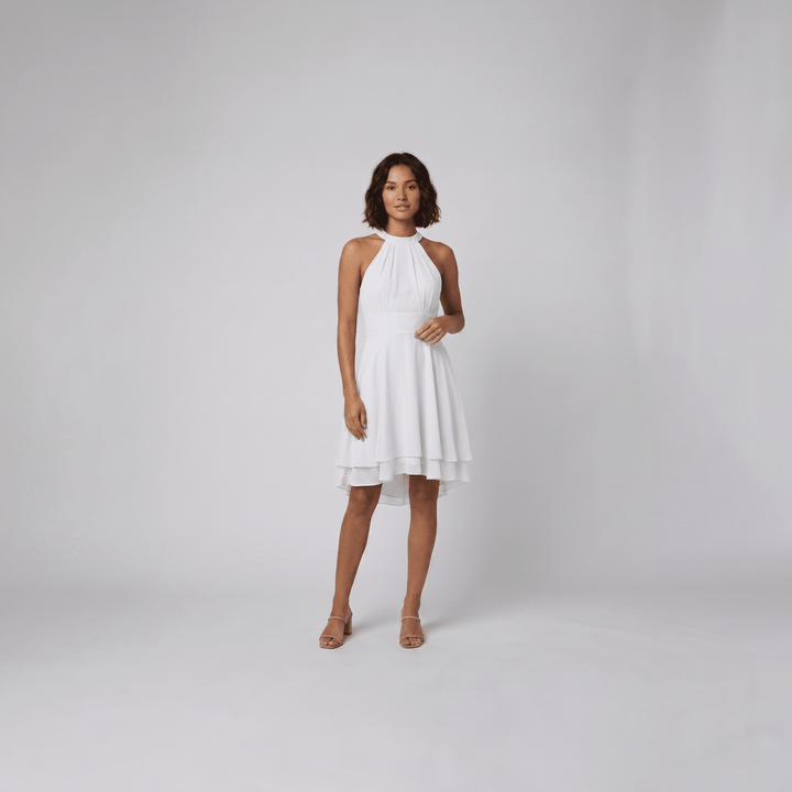 Dakota halter ruffle dress white