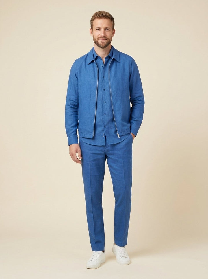 DARIO men's zip vest set blue