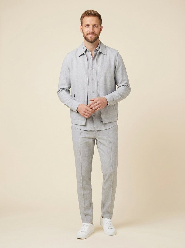 DARIO men's zip vest set grey