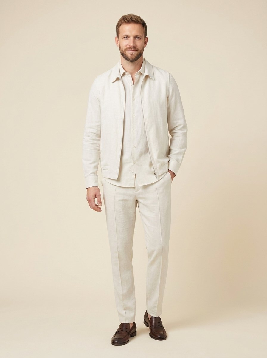 DARIO men's zip vest set white